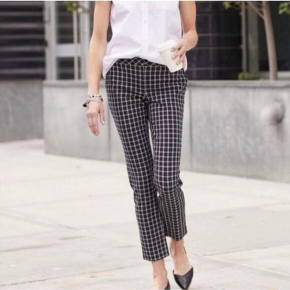 J. Jill Women's Premium Bi-Stretch Black + White Check Ankle Pants Size 16 - Picture 1 of 4
